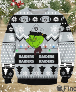 Las Vegas Raiders Grinch Cunningly Smile Nfl Ugly Christmas Sweater