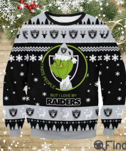 Las Vegas Raiders Grinch I Hate People But I Love My Raiders Nfl Ugly Christmas Sweater