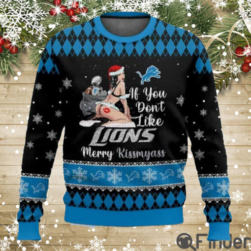 Lions Football Merry Kissmyass Ugly Christmas Sweater