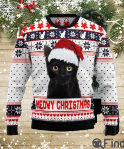 Meowy Black Cat Christmas Snowboard Ugly 3D Sweater For Thanksgiving