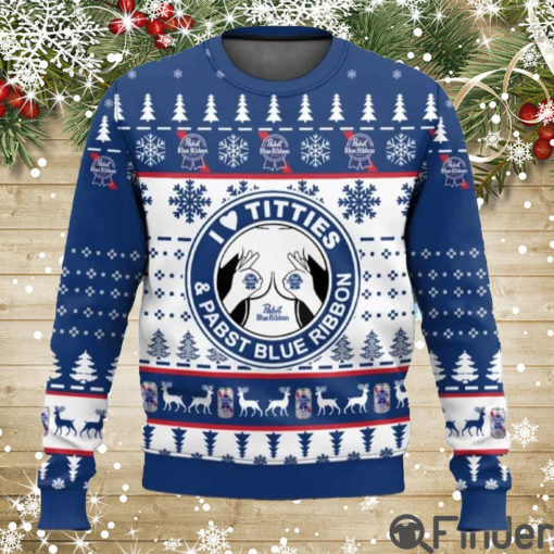 Pabst Blue Ribbon Titties Ugly Christmas Sweater