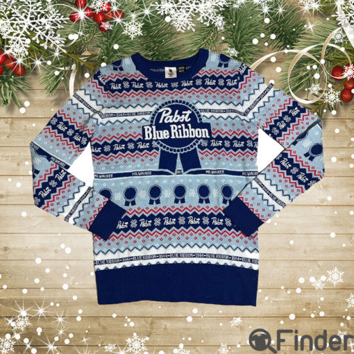 Pabst Sweater Ugly Christmas Blue Ribbon Beer