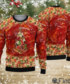 Pizza Christmas Tree Knitted Ugly Sweaters