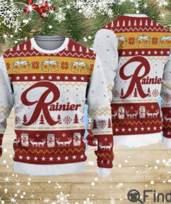 Rainier Beer Red And White Ugly Christmas Sweater