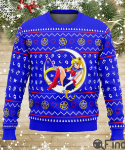 Sailor Moon Sitting on Moon Ugly Christmas Sweater