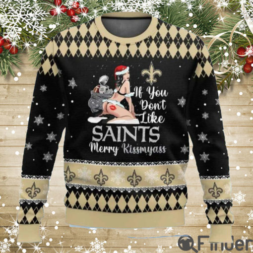 Saints Football Merry Kissmyass Ugly Christmas Sweater
