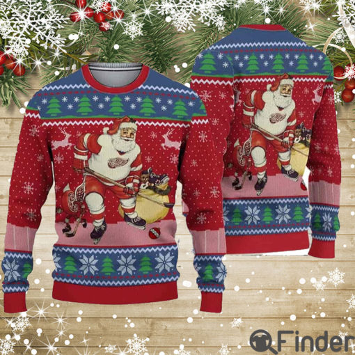 Santa Claus Ice Hockey Ugly Christmas Sweater
