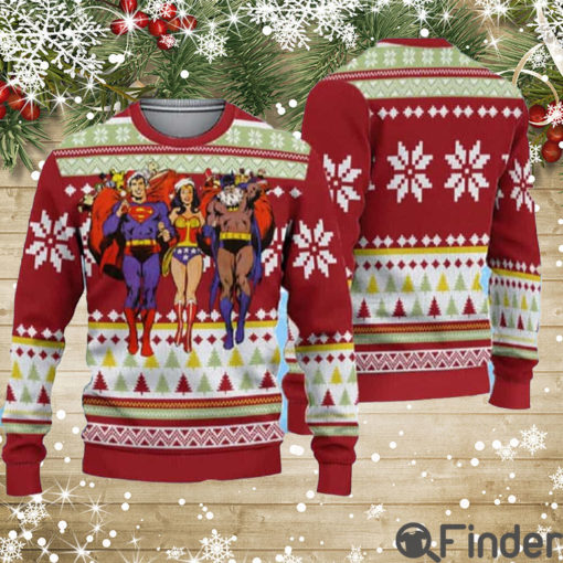 Superman Batman Wonder Woman Ugly Christmas Sweater