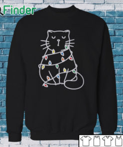 Sweatshirt Black Cat Pushing Christmas Tree Over Cat Christmas shirt