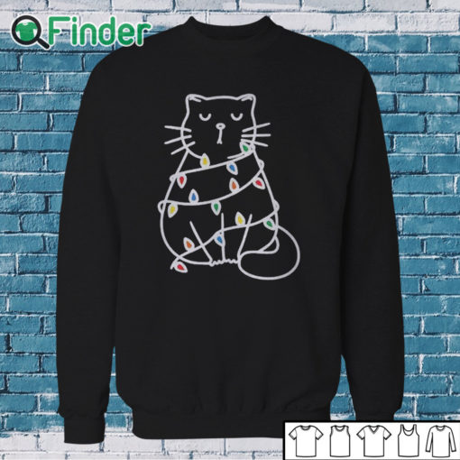 Sweatshirt Black Cat Pushing Christmas Tree Over Cat Christmas shirt