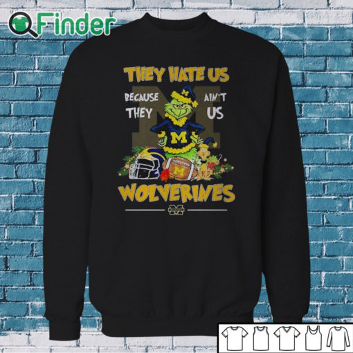 Sweatshirt They Hate Us Because Ain't Us Michigan Wolverines The Grinch Christmas Shirt