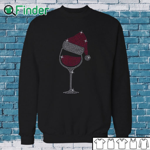 Sweatshirt Women's Christmas Jewelry Red Wine Glass Print Sweater
