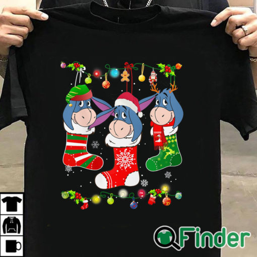 T shirt black Disney Eeyore Christmas Socks Ugly Christmas Shirt