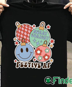T shirt black Festive As Fuck Retro Christmas Shirt