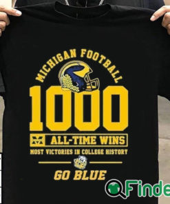 T shirt black Michigan Wolverines T Shirt All Time Wins Most Victories In College History Go Blue