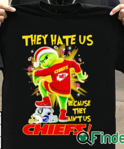 T shirt black Santa Grinch stomp they hate us because they ain't us Kansas City Chiefs shirt