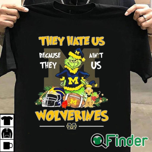 T shirt black They Hate Us Because Ain't Us Michigan Wolverines The Grinch Christmas Shirt