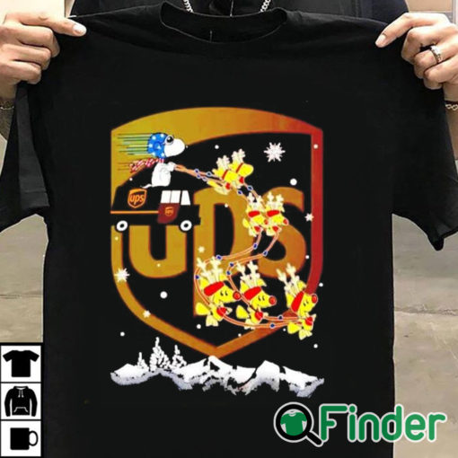 T shirt black UPS Snoopy driving Woodstock sleigh Christmas sweatshirt