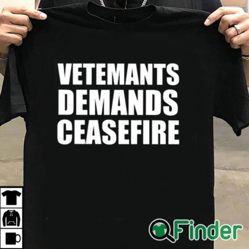 T shirt black Vetements Demands Ceasefire Shirt