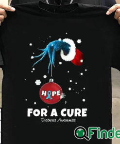 T shirt black Women's Christmas Hope For A Cure Diabetes Awareness Print Long Sleeve Sweatshirt