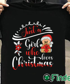 T shirt black just a girl who loves Christmas Christmas Day T shirt