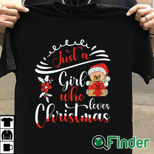 T shirt black just a girl who loves Christmas Christmas Day T shirt