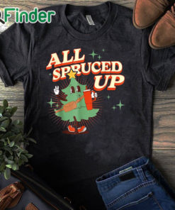 black T shirt All Spruced Up Retro Groovy 70s Style Boo jee Christmas Tree T Shirt