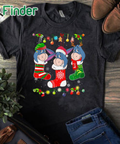 black T shirt Disney Eeyore Christmas Socks Ugly Christmas Shirt