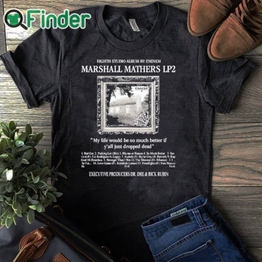 black T shirt Eighth Studio Album By Eminem Marshall Mathers Lp2 T Shirt