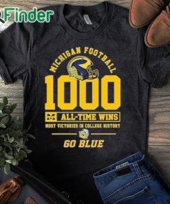 black T shirt Michigan Wolverines T Shirt All Time Wins Most Victories In College History Go Blue