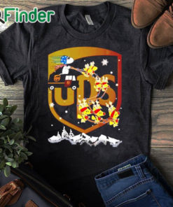 black T shirt UPS Snoopy driving Woodstock sleigh Christmas sweatshirt