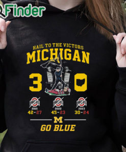 black hoodie Michigan Wolverines B10 East 3 0 Ohio State T shirt
