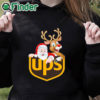 black hoodie Santa Claus and Reindeer UPS Christmas sweater