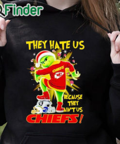 black hoodie Santa Grinch stomp they hate us because they ain't us Kansas City Chiefs shirt
