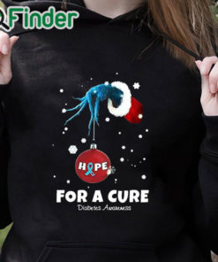 black hoodie Women's Christmas Hope For A Cure Diabetes Awareness Print Long Sleeve Sweatshirt