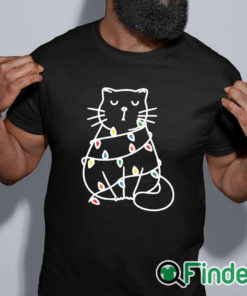 black shirt Black Cat Pushing Christmas Tree Over Cat Christmas shirt