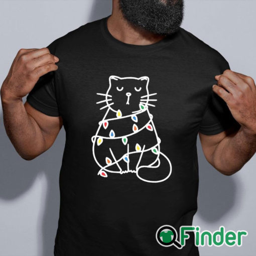 black shirt Black Cat Pushing Christmas Tree Over Cat Christmas shirt