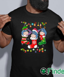 black shirt Disney Eeyore Christmas Socks Ugly Christmas Shirt