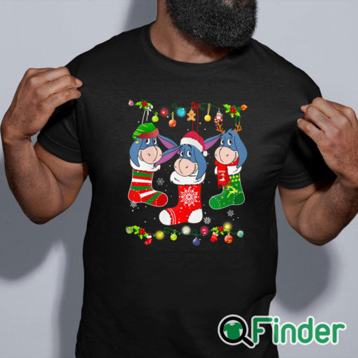 black shirt Disney Eeyore Christmas Socks Ugly Christmas Shirt
