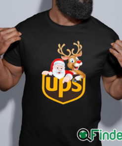 black shirt Santa Claus and Reindeer UPS Christmas sweater