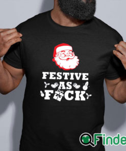 black shirt Santa Festive as fuck Christmas sweater