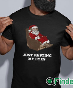 black shirt Santa Just Resting My Eyes Tacky Sweater