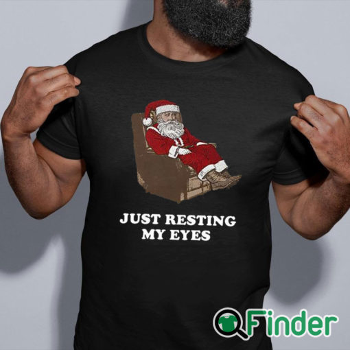 black shirt Santa Just Resting My Eyes Tacky Sweater