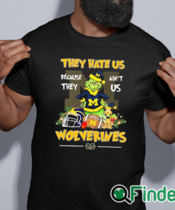 black shirt They Hate Us Because Ain't Us Michigan Wolverines The Grinch Christmas Shirt