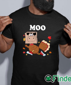 black shirt Turkey Moo Thanksgiving Shirt