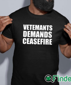 black shirt Vetements Demands Ceasefire Shirt