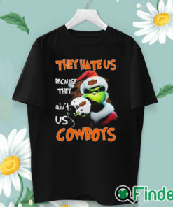 unisex T shirt Santa Grinch Christmas They Hate Us Because Ain't Us Oklahoma State Cowboys Shirt
