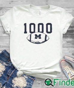 white T shirt 2023 1000 Wins Michigan Wolverines Football T Shirt