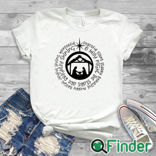 white T shirt Christmas Nativity Scene Shirt