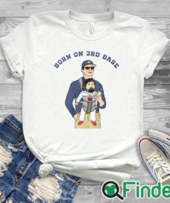 white T shirt Jim Harbaugh Born On 3Rd Base Shirt